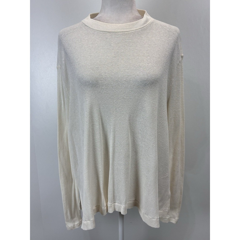 We The Free People Ribbed Tunic Top Shirt Sz Medium Women's Ivory Swing